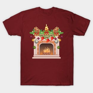 Decorated Christmas Fireplace T-Shirt